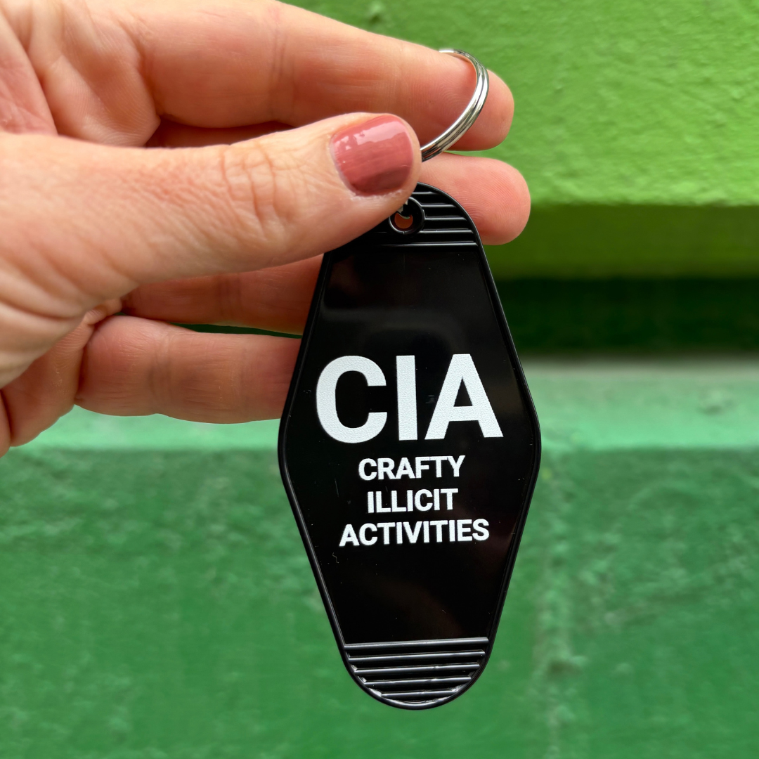 Crafty Illicit Activities Motel Style Keychain in Black
