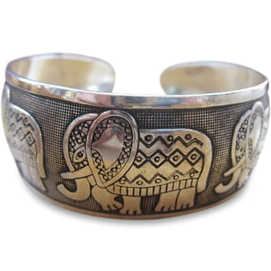 Thai Five Elephant Family Bangle Bracelet