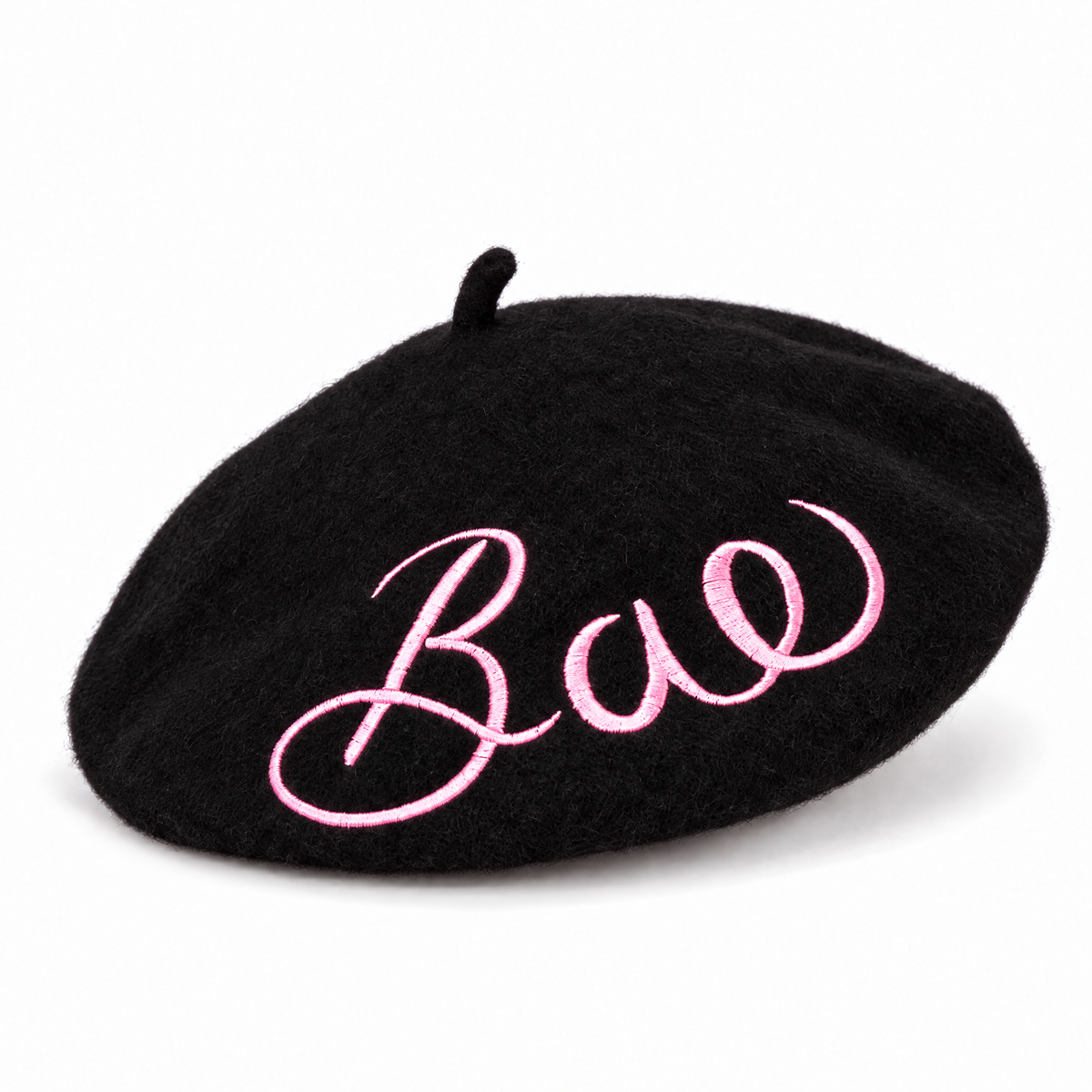 Bae Embroidered Beret in Black