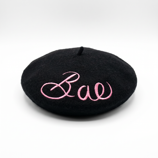 Bae Embroidered Beret in Black