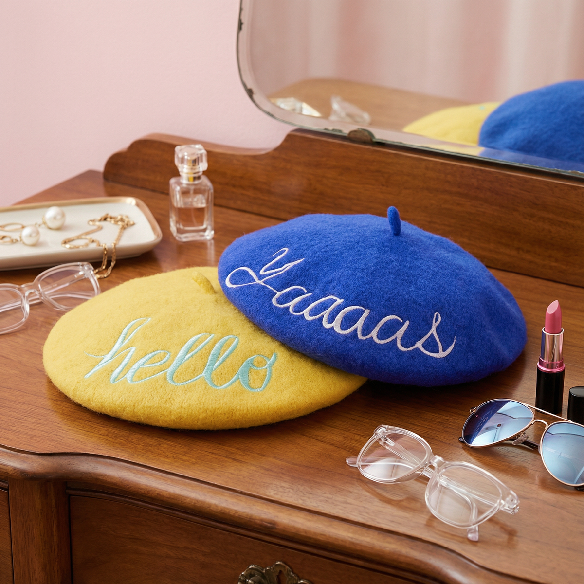 FLASH SALE: Embroidered Berets in 5 Fun Colors and Sayings | Wool and Nylon