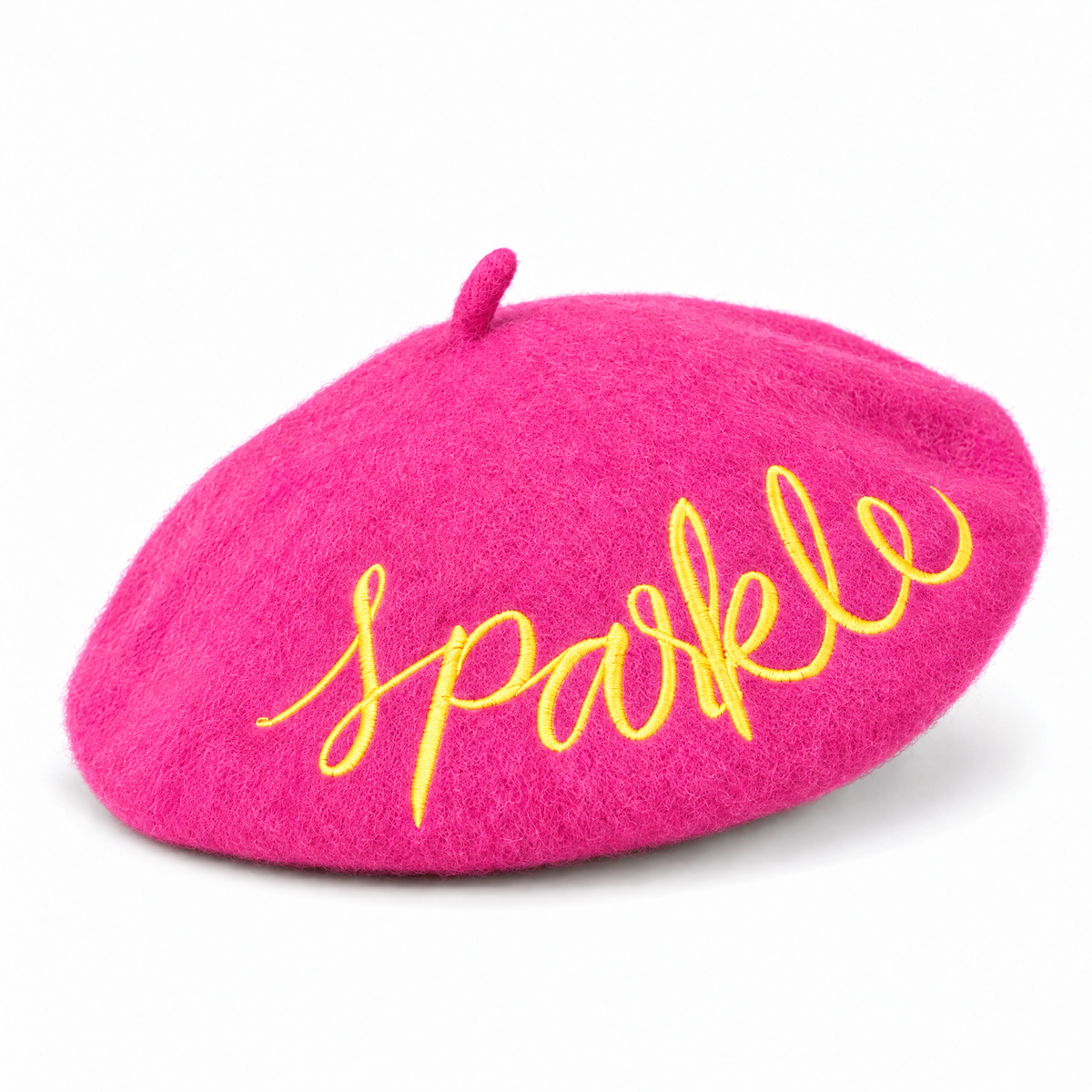 Sparkle Embroidered Beret in Pink