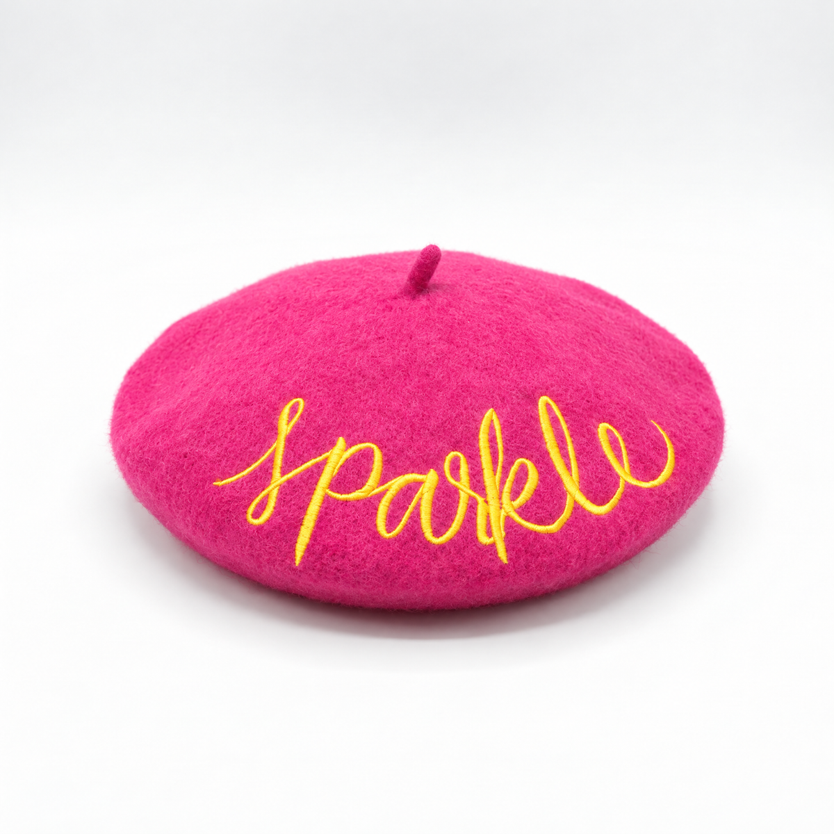 Sparkle Embroidered Beret in Pink