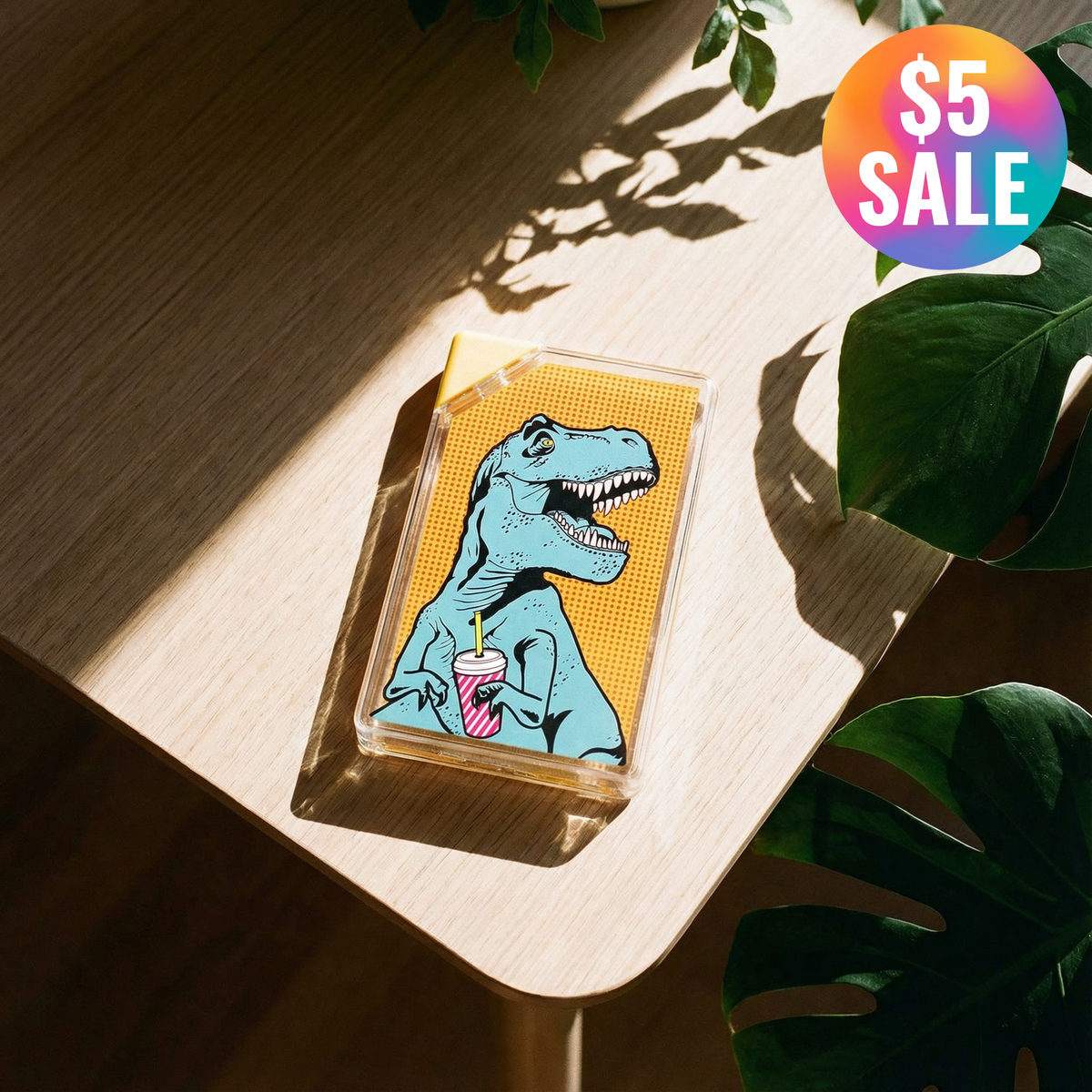 T-Rex Flask Style Pop Art Water Bottle | Flat Profile Fits in Handbag | BPA Free and Dishwasher Safe