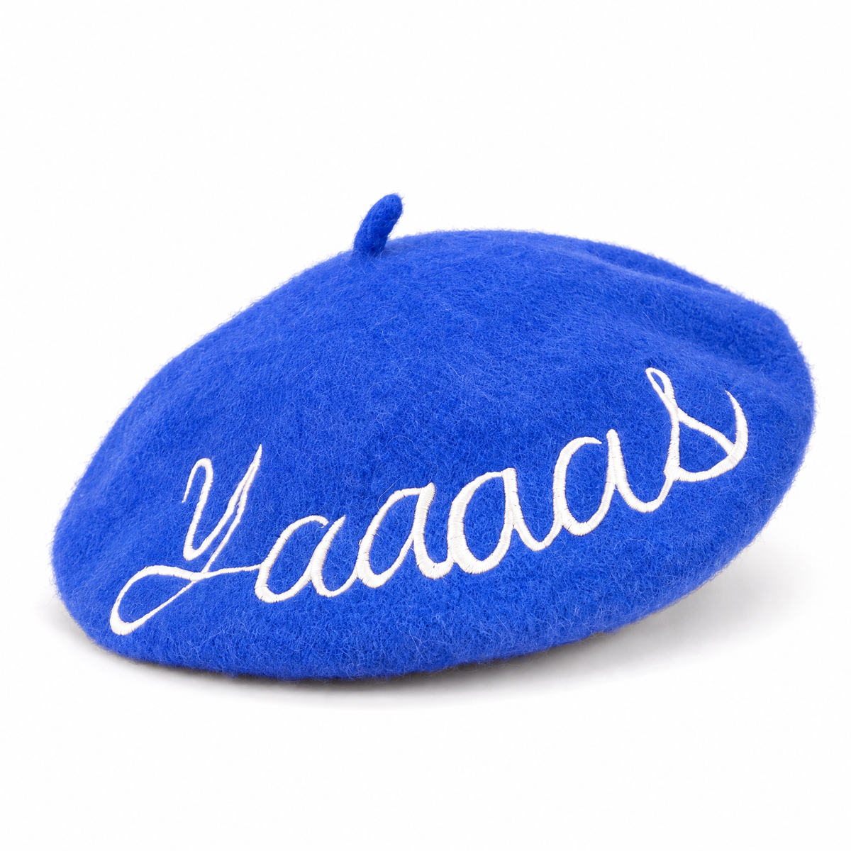 Yaaaas Embroidered Beret in Blue