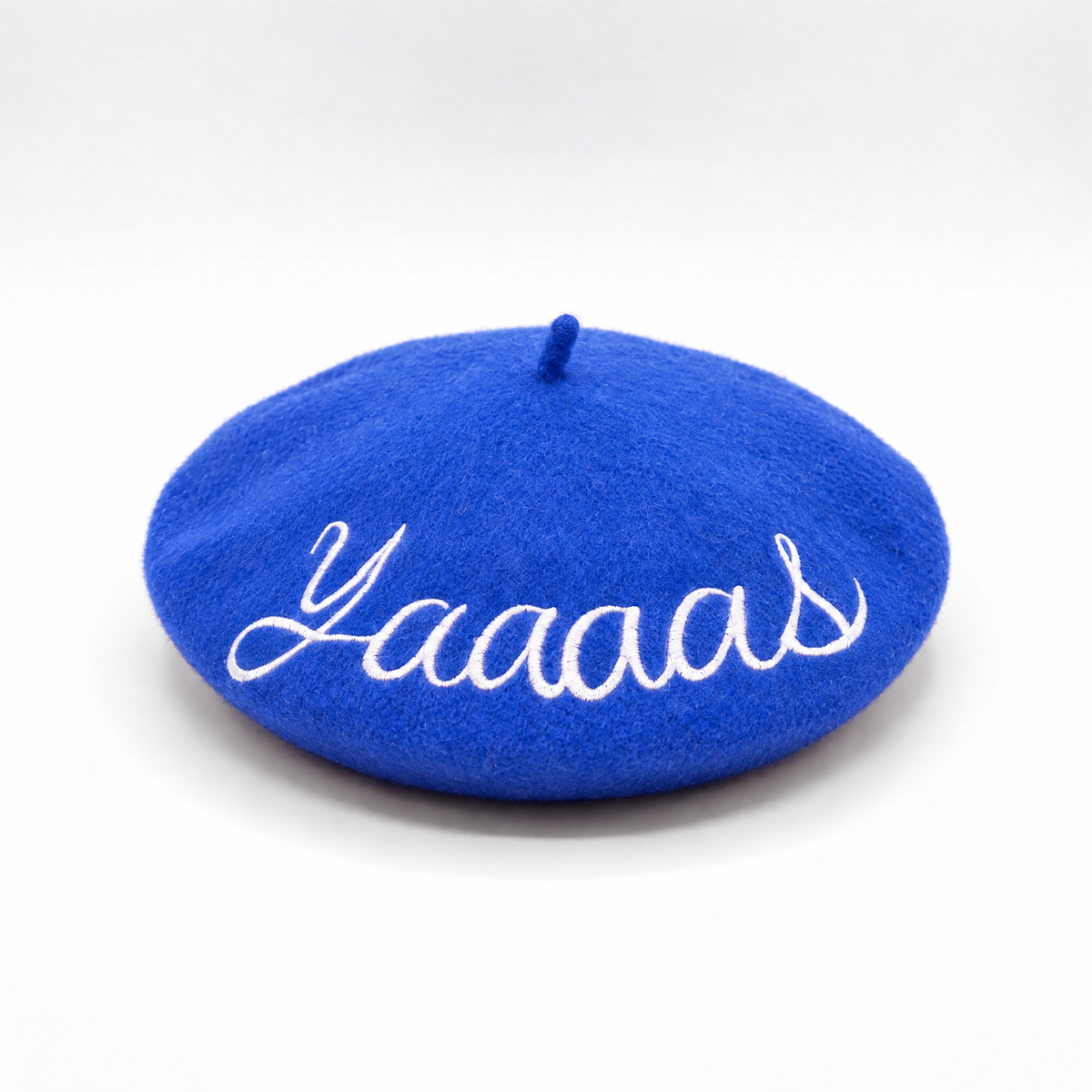 Yaaaas Embroidered Beret in Blue