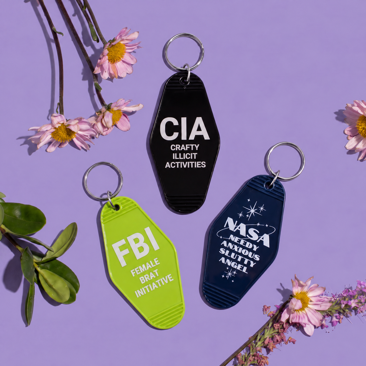 Crafty Illicit Activities Motel Style Keychain in Black